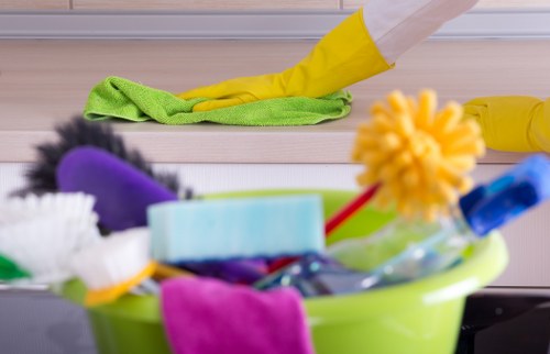 Carpet cleaning equipment and service materials at the start of the terms page